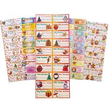 SET 50 HOJAS ETIQUETAS NAVIDEÑAS AUTOADHESIVAS DISEÑOS SURTIDOS 1