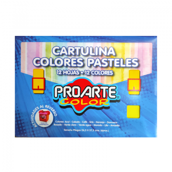 Cartulina Colores Pasteles 12 Hojas PROARTE