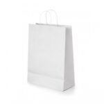 Bolsa de Papel Blanca Kraft con manilla 200 Unidades