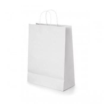 Bolsa de Papel Blanca Kraft con manilla 200 Unidades