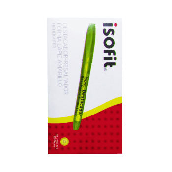 Destacador Lápiz Amarillo 12 Unidades Isofit