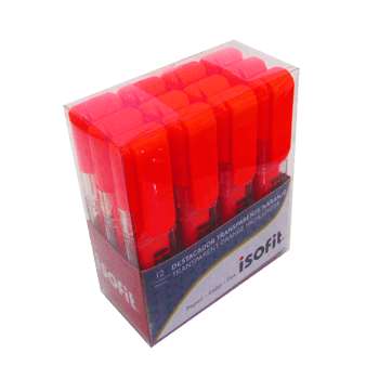 Destacador Transparente Naranja 12 Unidades Isofit