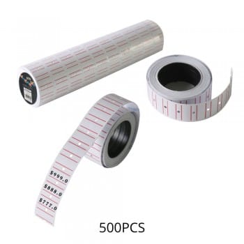 Etiqueta Blanca 1 Línea con Líneas Rojas 500un x10