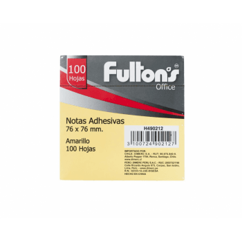 Notas Adhesivas 75x75mm Amarilla Fultons