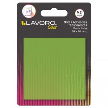 Notas Adhesivas Verde Transparente 76x76mm Lavoro