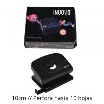 Perforadora Metálica 10 Hojas 10x6 cm Negro Nuovo